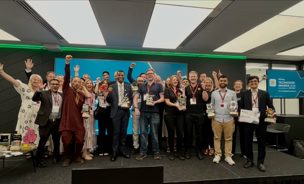 Emmanuel Umo, founder of Mau Creative Hub, at the AbilityNet Tech4Good Awards 2026 at IBM London, where Mau Creative Hub won the Young Pioneer category.