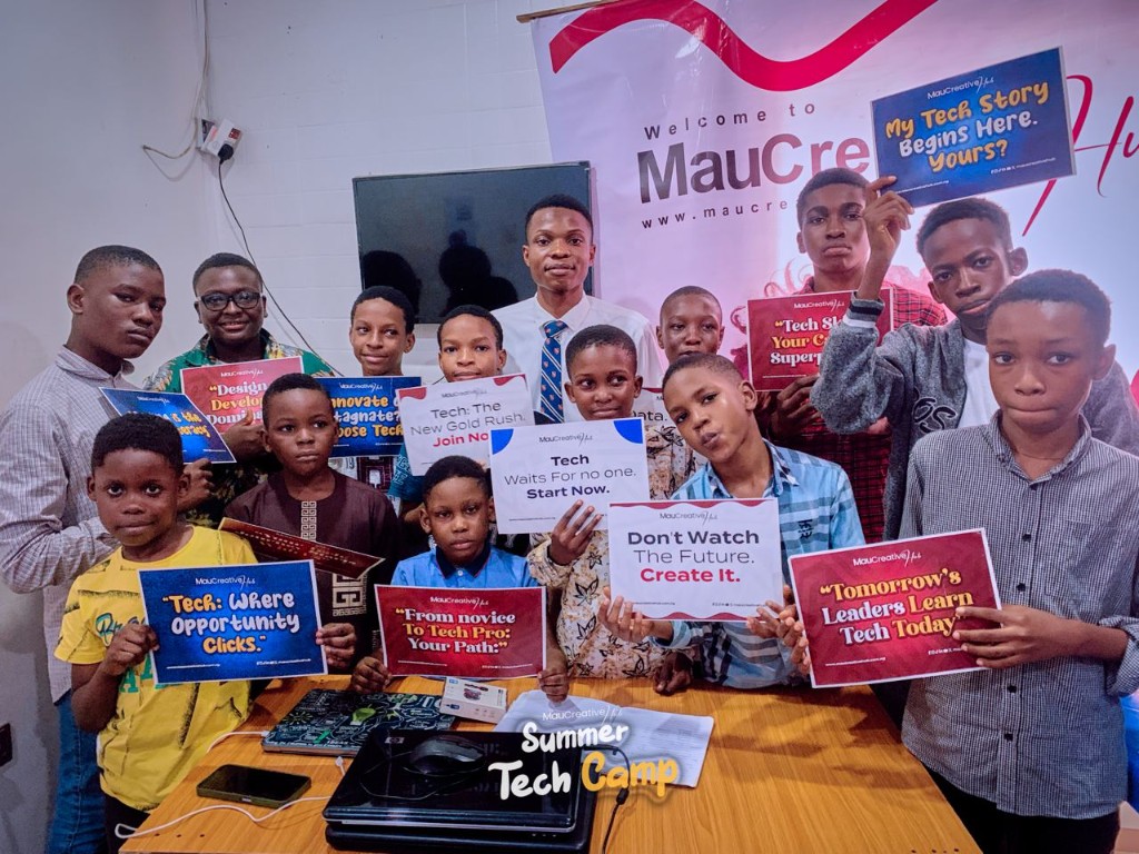 Young creators presenting their tech projects at Summer Tech Camp